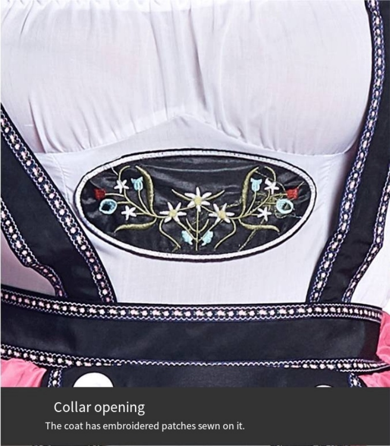 Traditional Dirndl Dress Costume Off-Shoulder Design with Lace Trim for Women